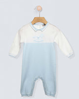 Oscar Powder Blue Cotton Knit Long Romper