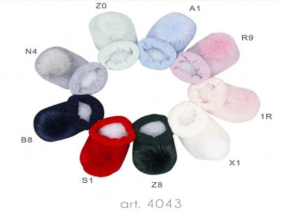 Story Loris Pink Fur Pouf Booties - Sock