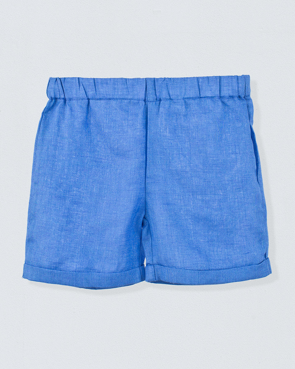 Cuff Short Italian Royal Blue Linen