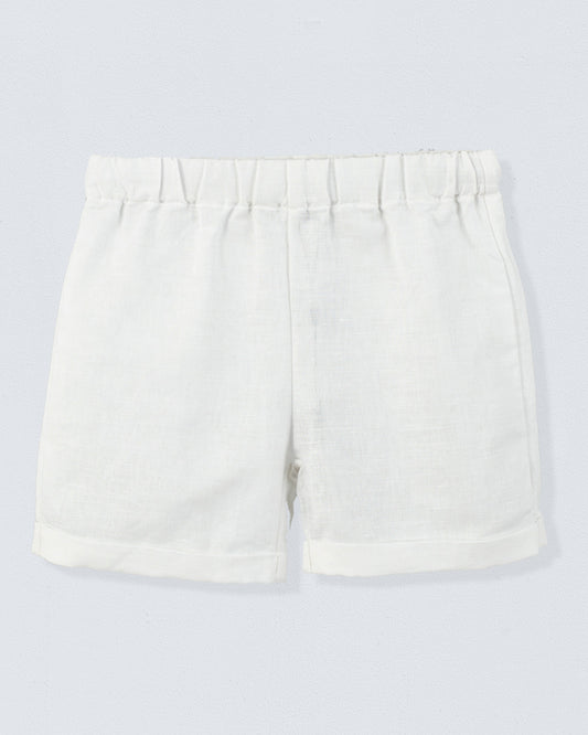 Cuff Short Italian White Linen - Pant