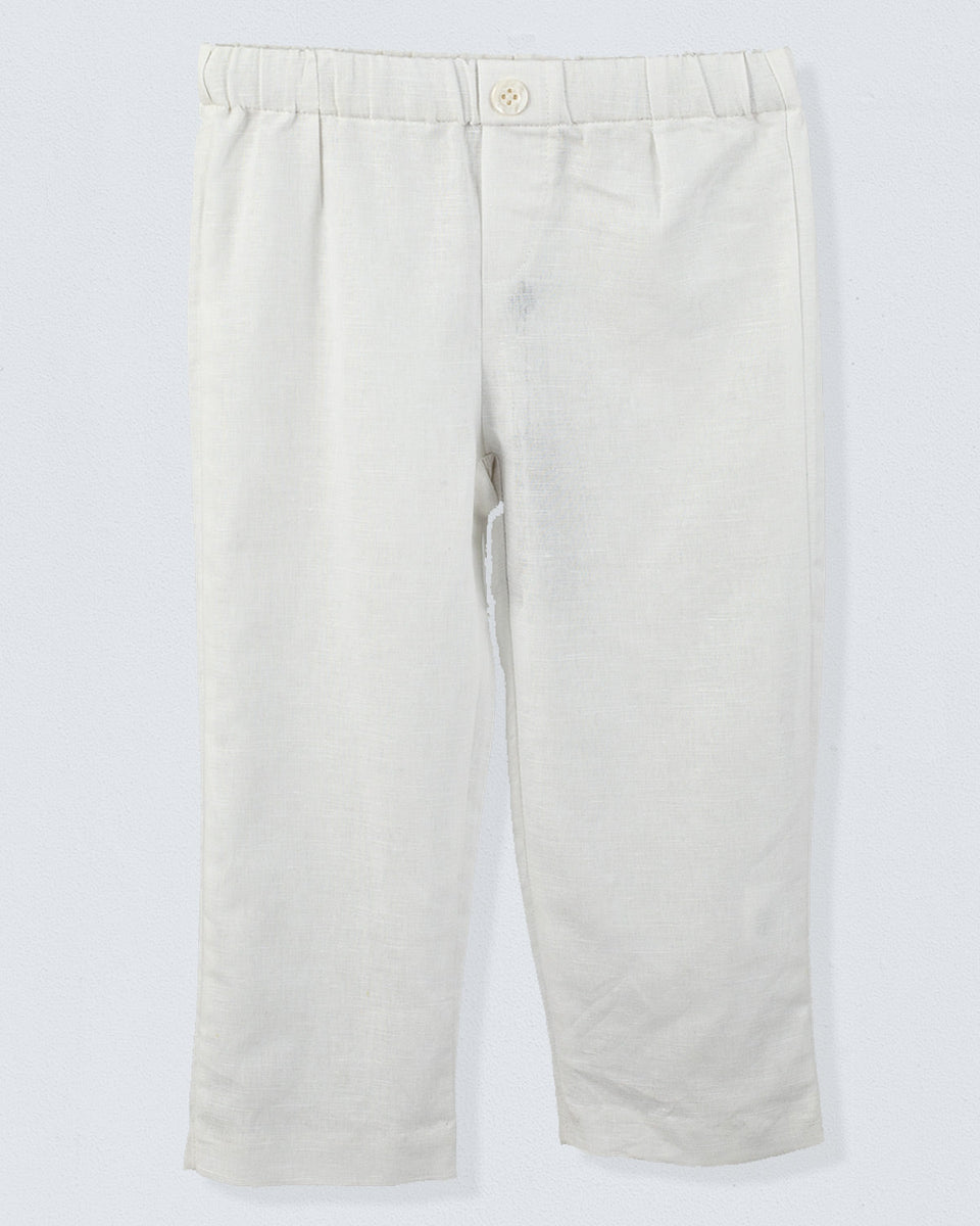 Rome Pull-On Italian White Linen Pant