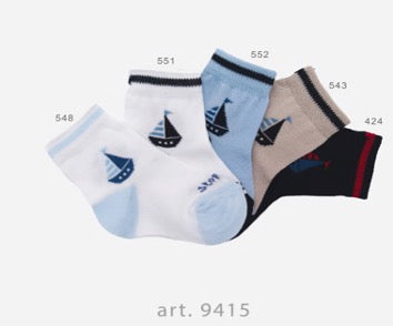 Story Loris White/Navy Sailboat Sock - Sock