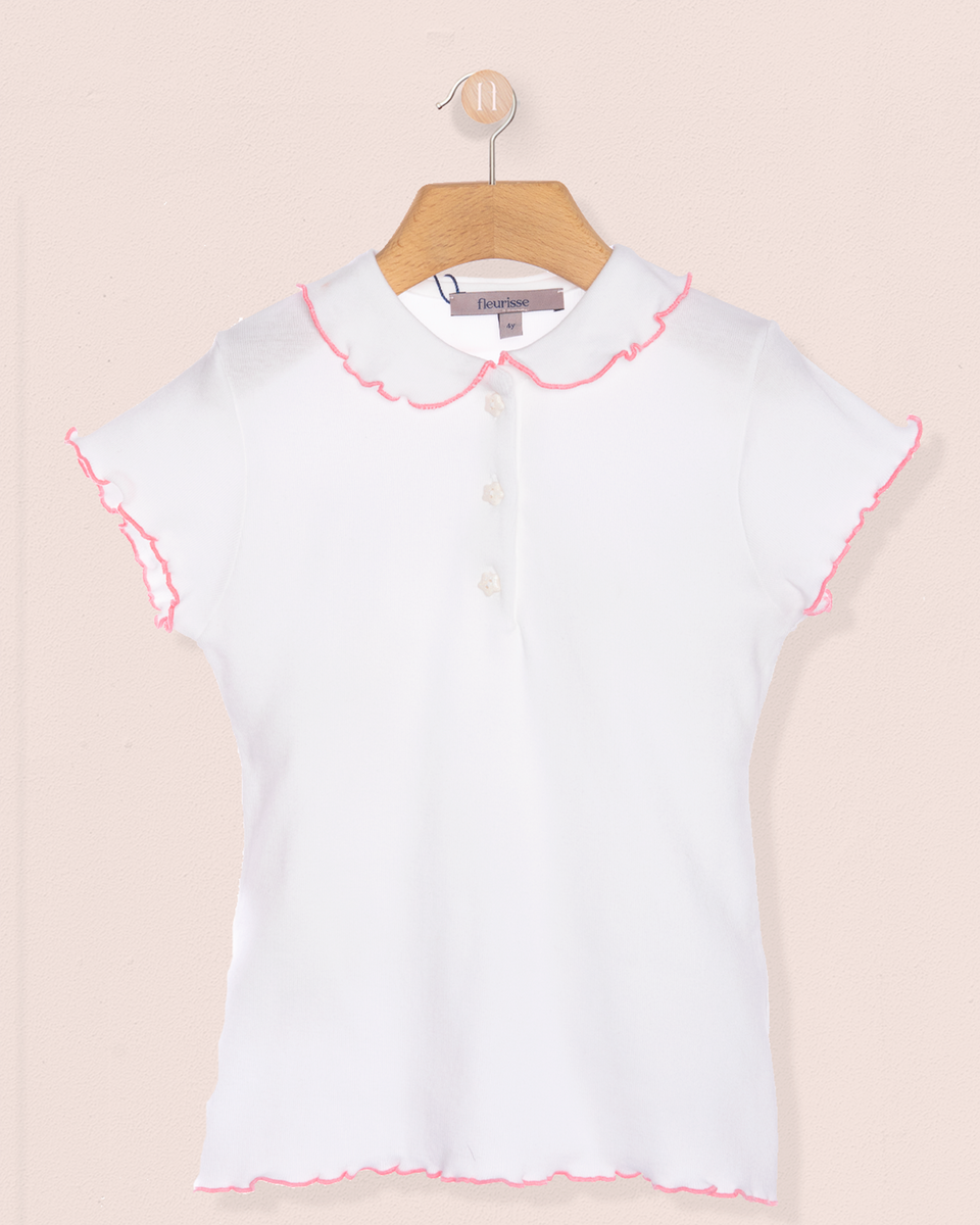 Claire Italian Short Sleeve Collar Shirt With Primrose Trim