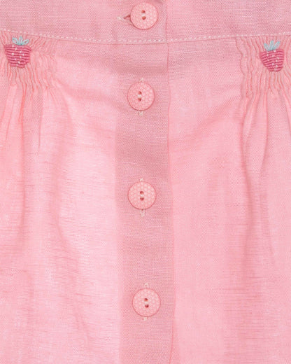 Strawberry A-Line Petal Pink Linen Skirt