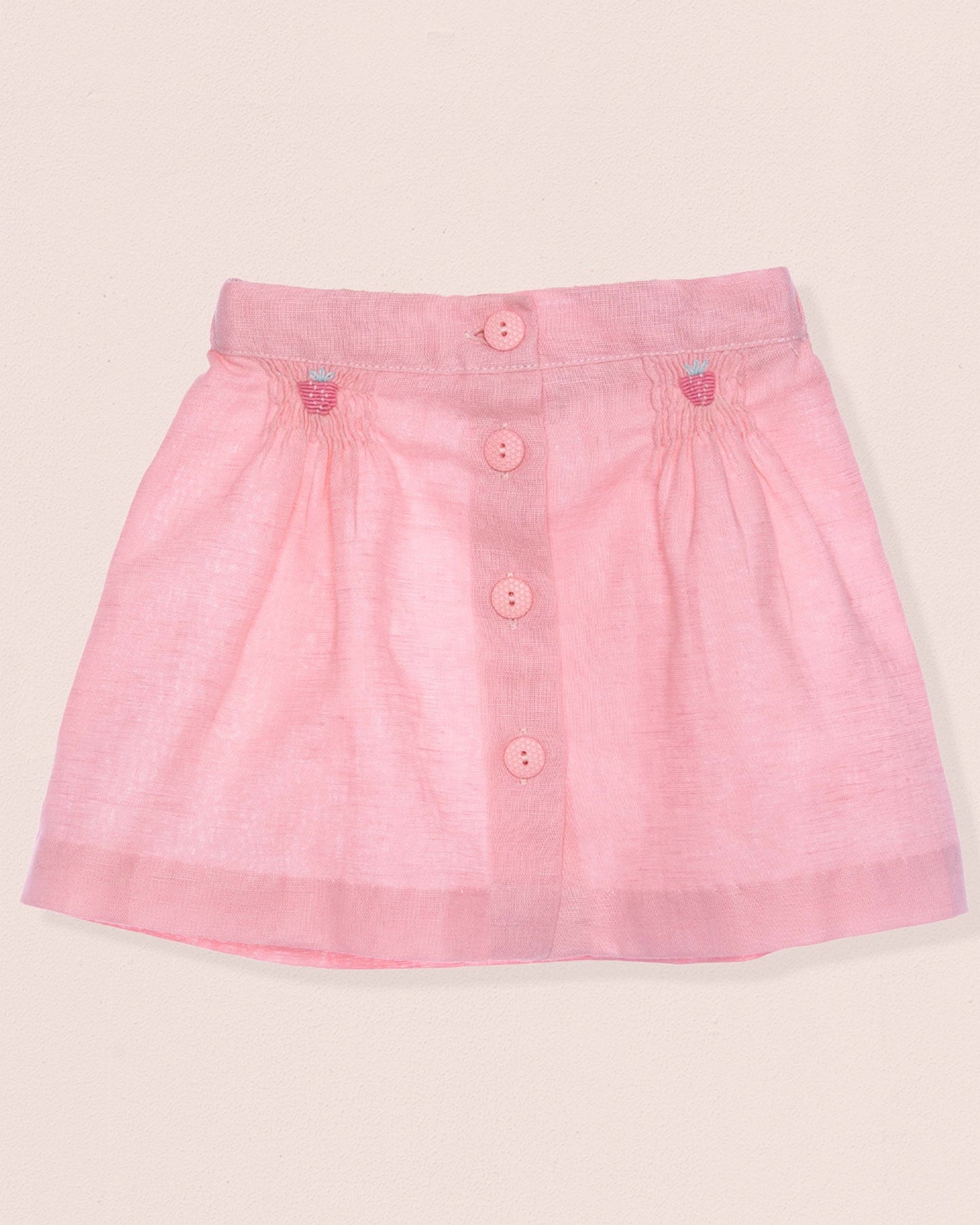 Strawberry A-Line Petal Pink Linen Skirt