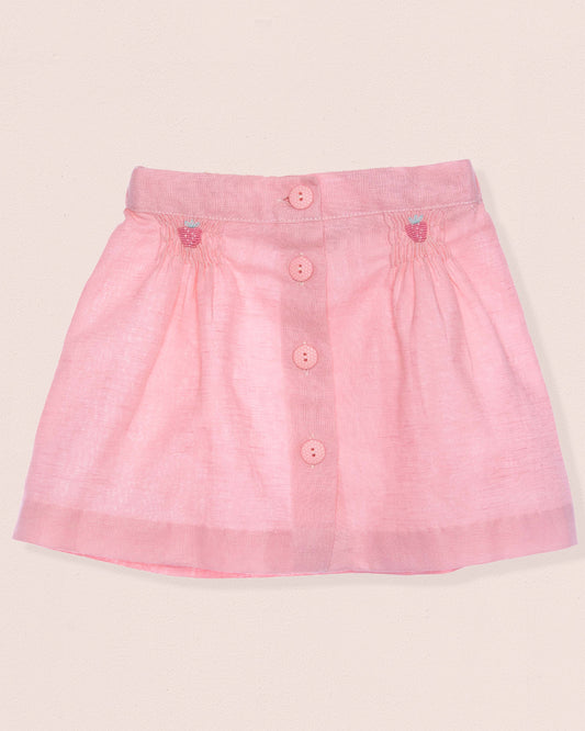 Strawberry A-Line Petal Pink Linen Skirt