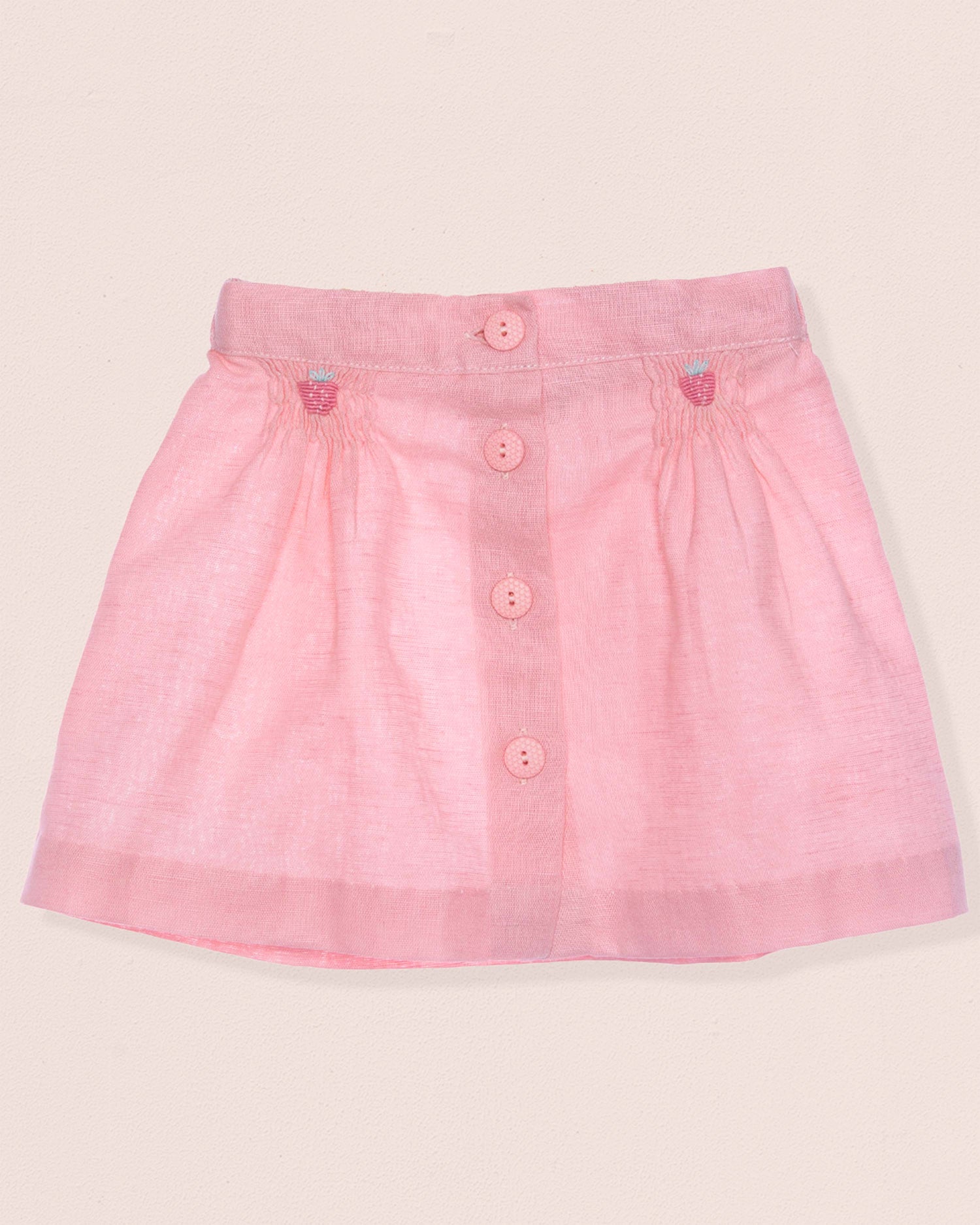 Strawberry A-Line Petal Pink Linen Skirt