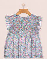 Honor Blue Primrose Smocked Voile Tunic