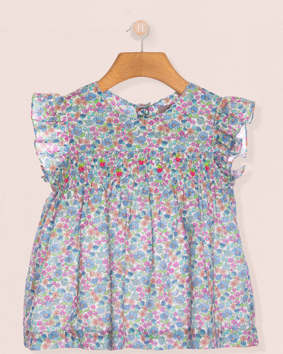 Honor Blue Primrose Smocked Voile Tunic