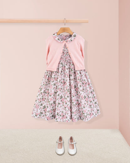Valentine French Blush Rosebud Smock - Smocked Dress