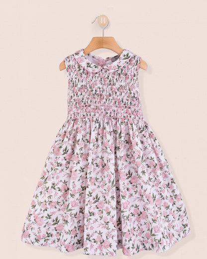 Valentine French Blush Rosebud Smock - Smocked Dress