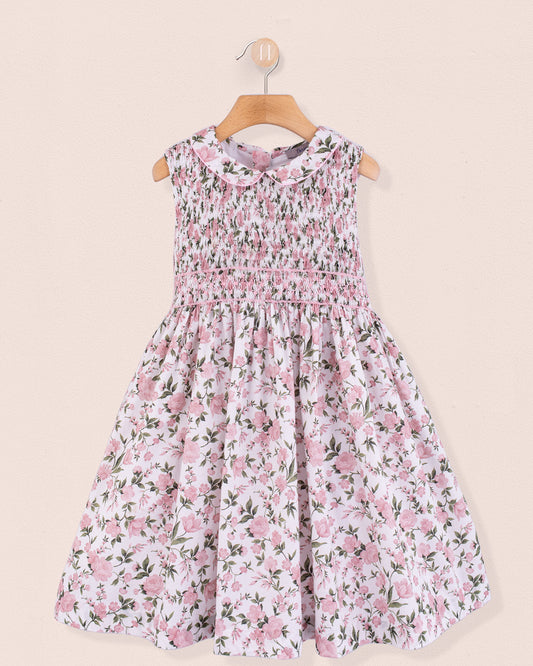 Valentine French Blush Rosebud Smock - Smocked Dress