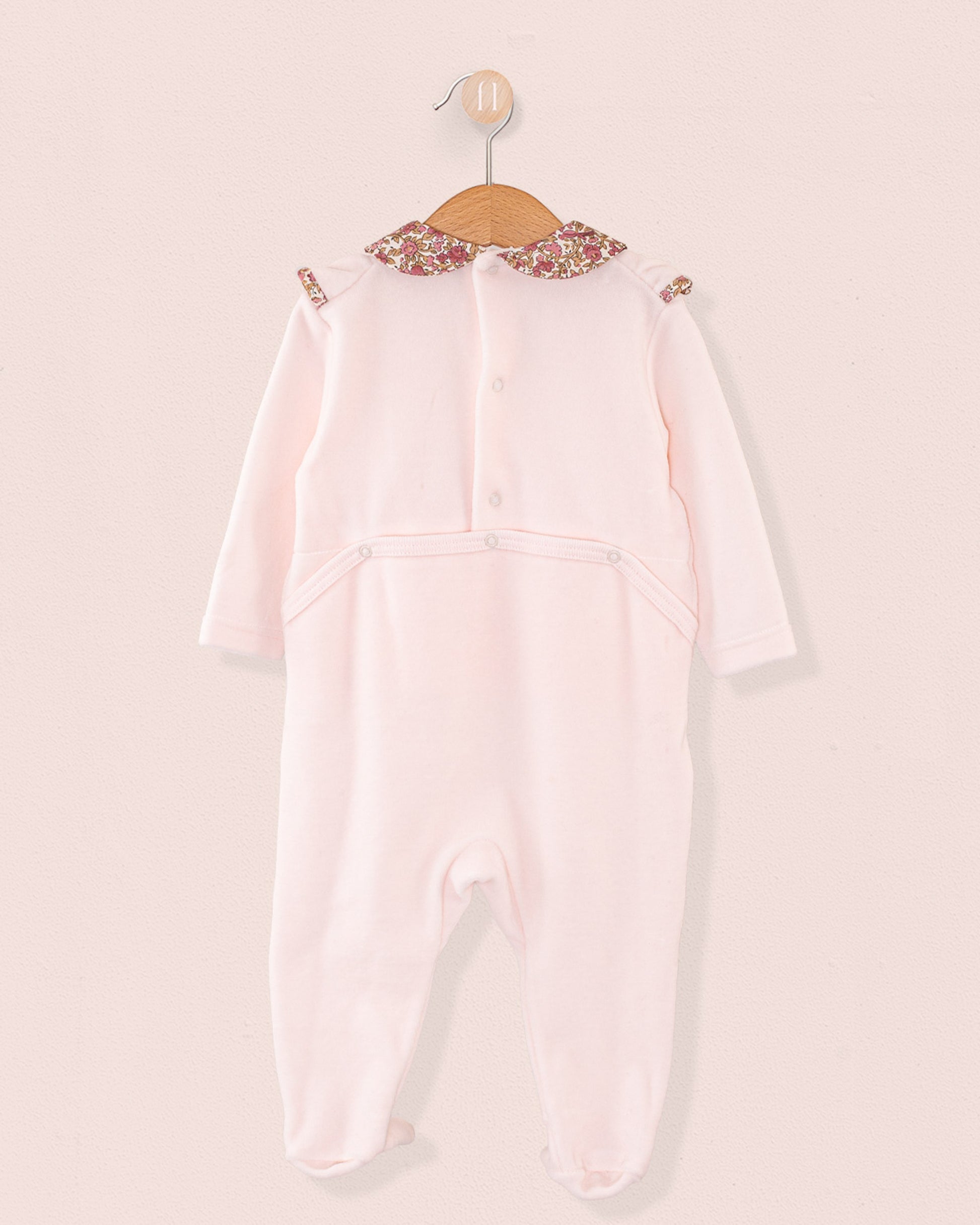 Pink Velour Ruffle Footie - Layette
