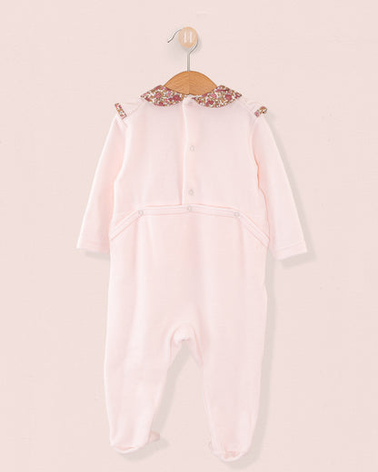 Pink Velour Ruffle Footie - Layette