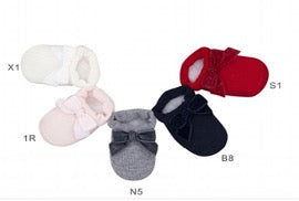 Story Loris Cream Velour Bow Booties - Sock