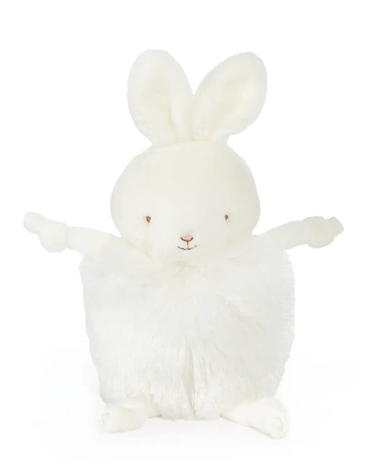 White plush bunny toy on a white background