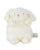 White plush bunnytoy with a visible brand tag on a white background