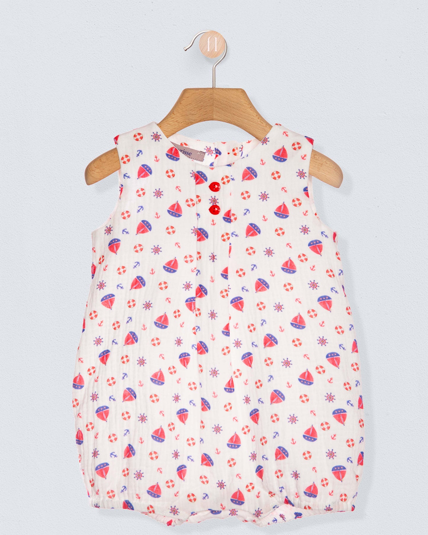 romper with boats print on hanger