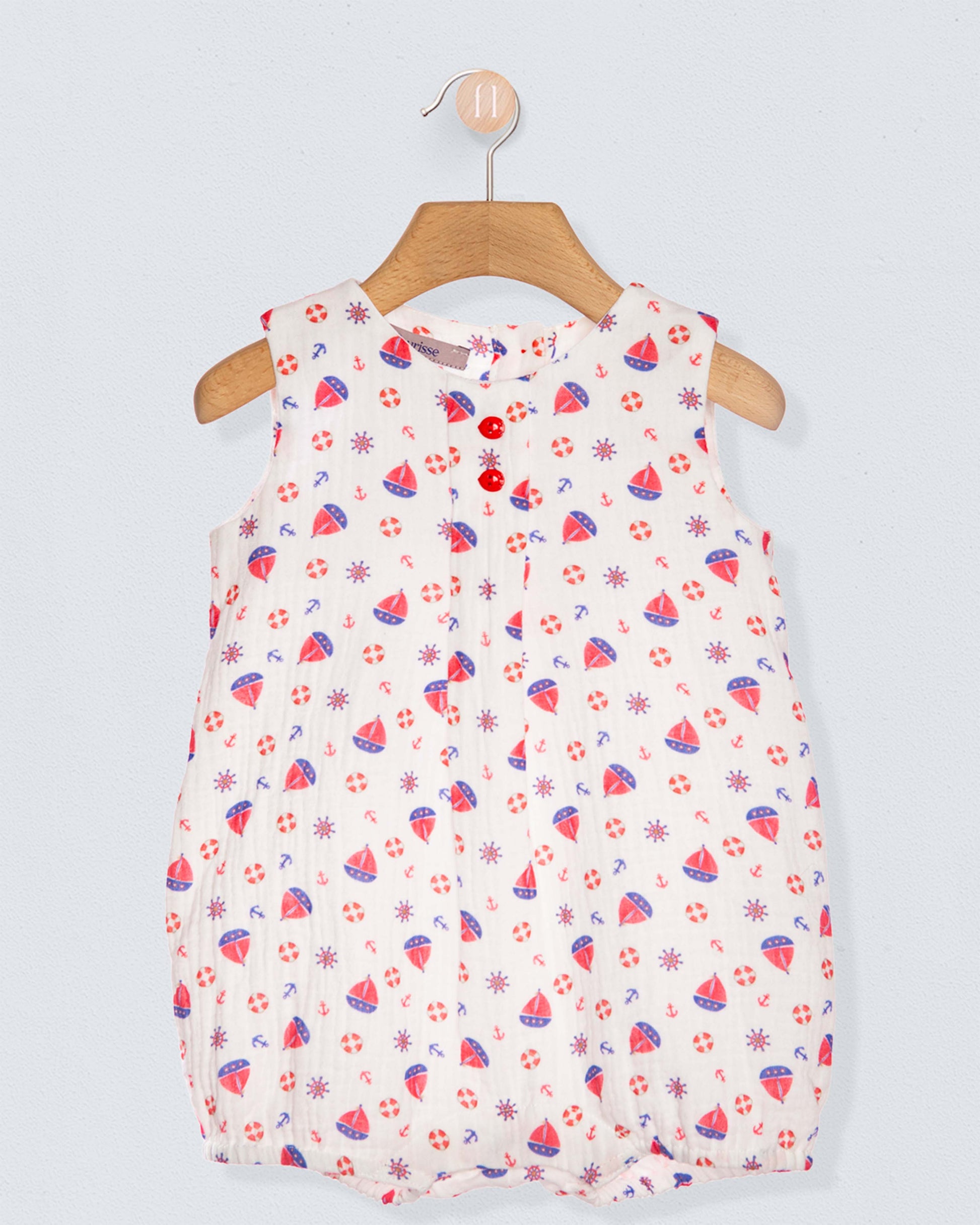 romper with boats print on hanger