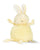 Yellow plush toy with bunny ears on a white background