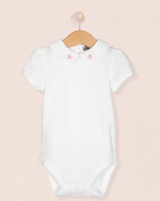 Ines onesie with Embroidered Pink Bear - Onesie