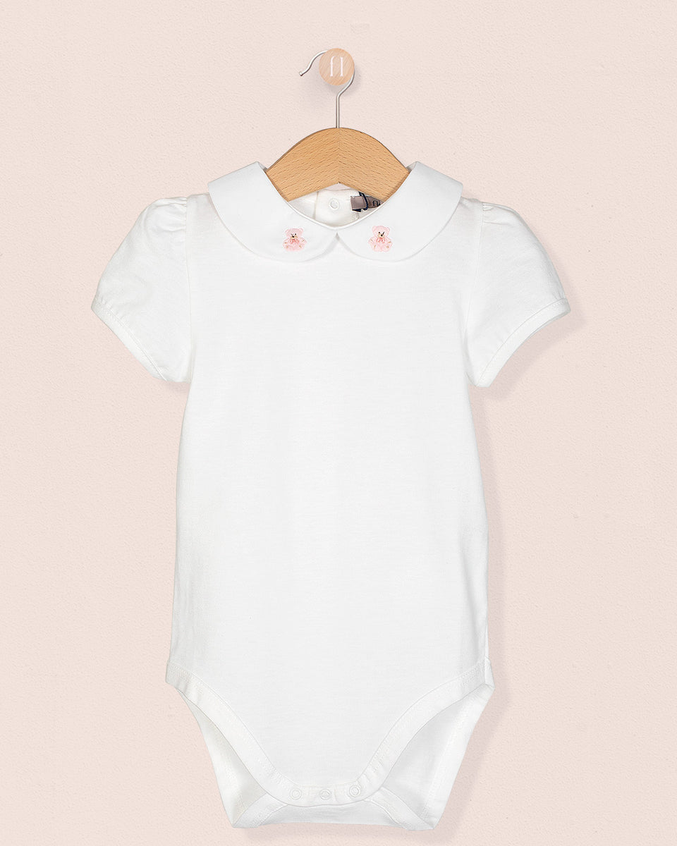 Ines onesie with Embroidered Pink Bear