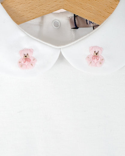 Ines onesie with Embroidered Pink Bear - Onesie