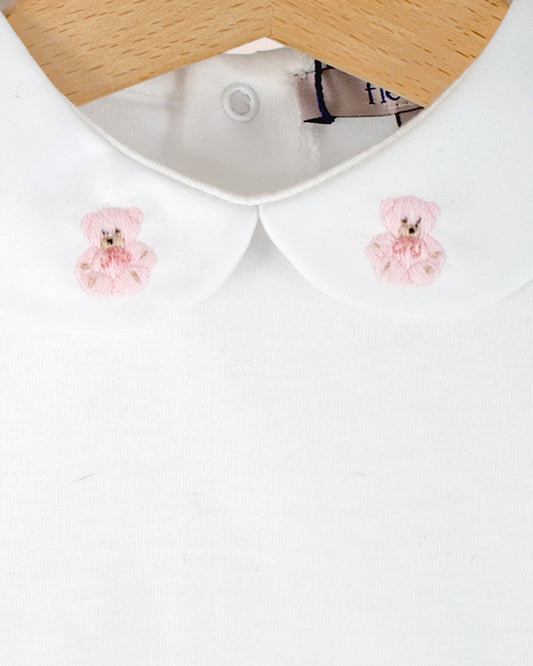 Ines onesie with Embroidered Pink Bear - Onesie