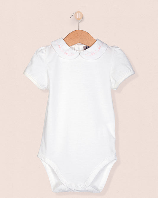 Ines Onesie Embroidered Pink Bows - Onesie