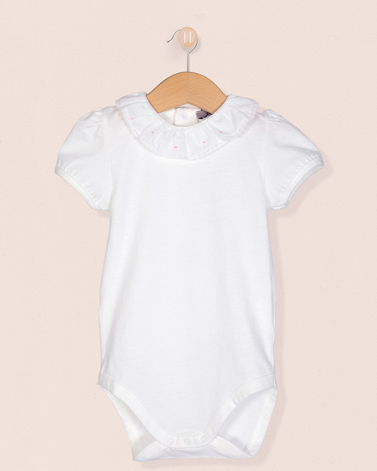 Ines Ruffle Onesie Embroidered Pink Dots - Onesie