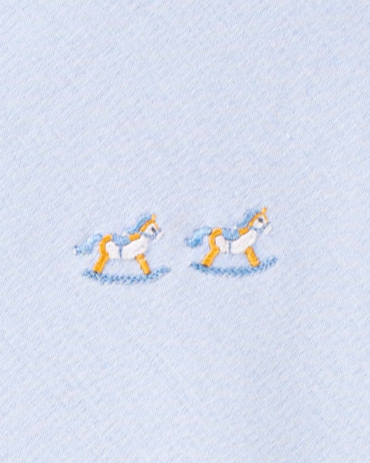 Pima Blue Embroidered Horse Receiving Blanket - Blanket