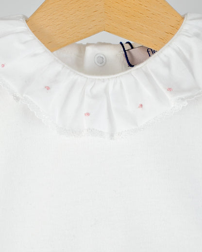 Ines Ruffle Onesie Embroidered Pink Dots - Onesie