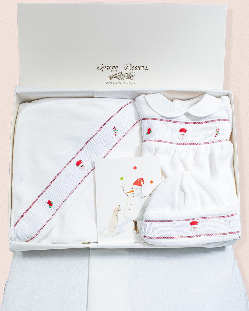Pima Hand Smocked Velour Christmas Set