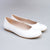 Scarlette White Leather Scalloped Ballerina - Shoe