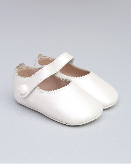 Eloise Cream Leather Crib Shoe - Shoe