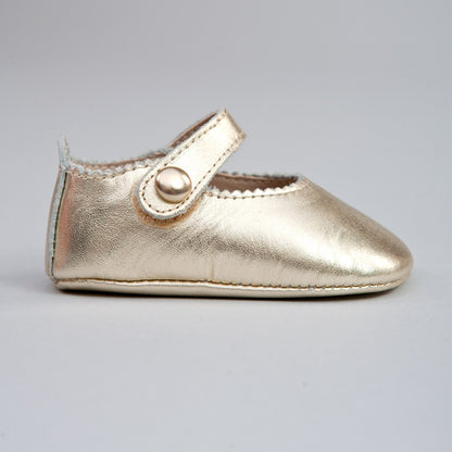 Eloise Gold Leather Crib Shoe - Shoe