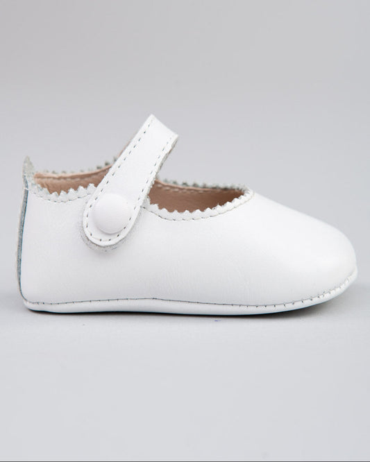 Eloise White Leather Crib Shoe - Shoe