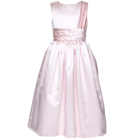 Venezia Peach Satin Gown - Dress