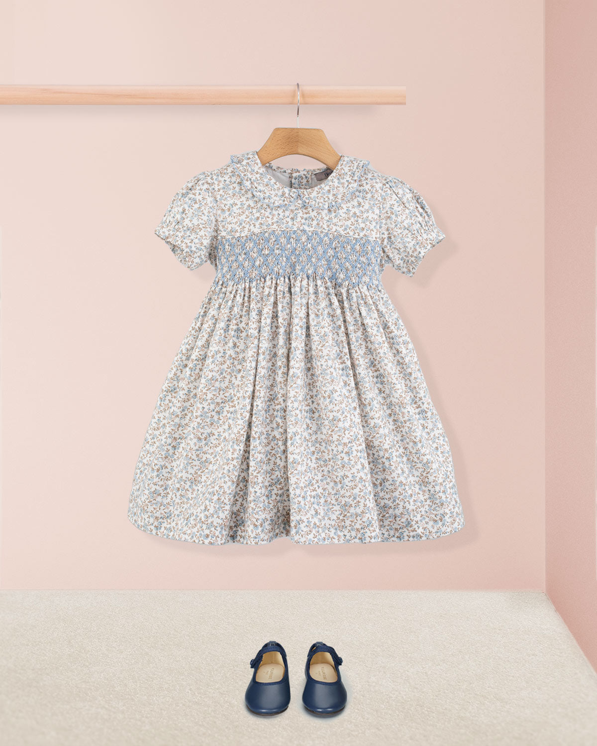 Valentina French Antique Blue Smock - Smocked Dress