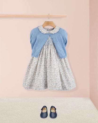 Valentina French Antique Blue Smock - Smocked Dress