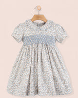 Valentina French Antique Blue Smocked Dress