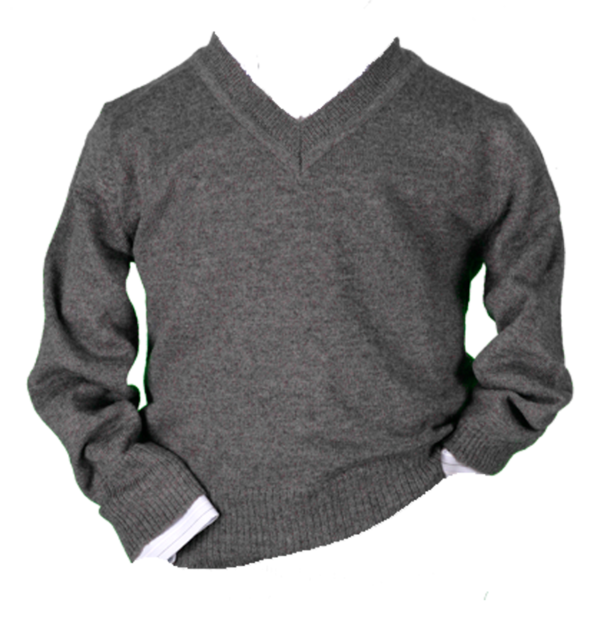 V-Neck Charcoal Wool Sweater - Sweater