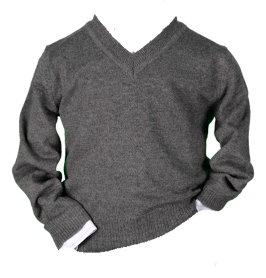 V-Neck Charcoal Wool Sweater - Sweater