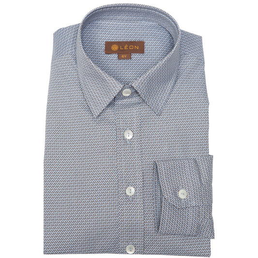 Renard  Italian Blue and Brown Shirt - Shirt
