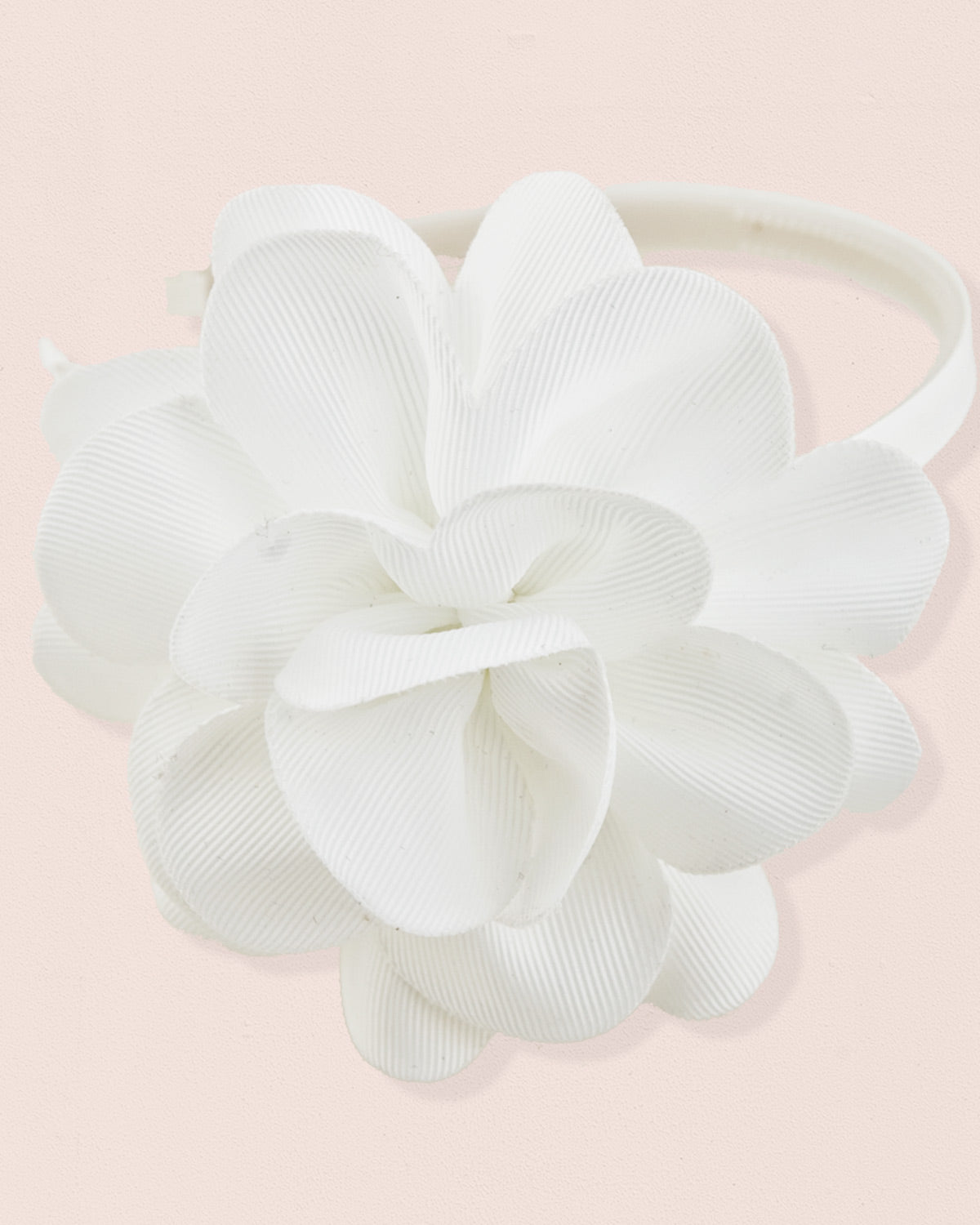 Flower White Gros Grain Headband - Hairbow