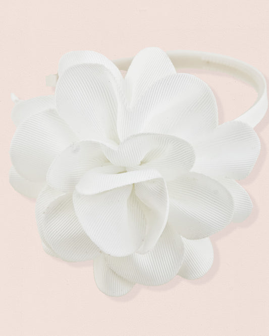 Flower White Gros Grain Headband - Hairbow
