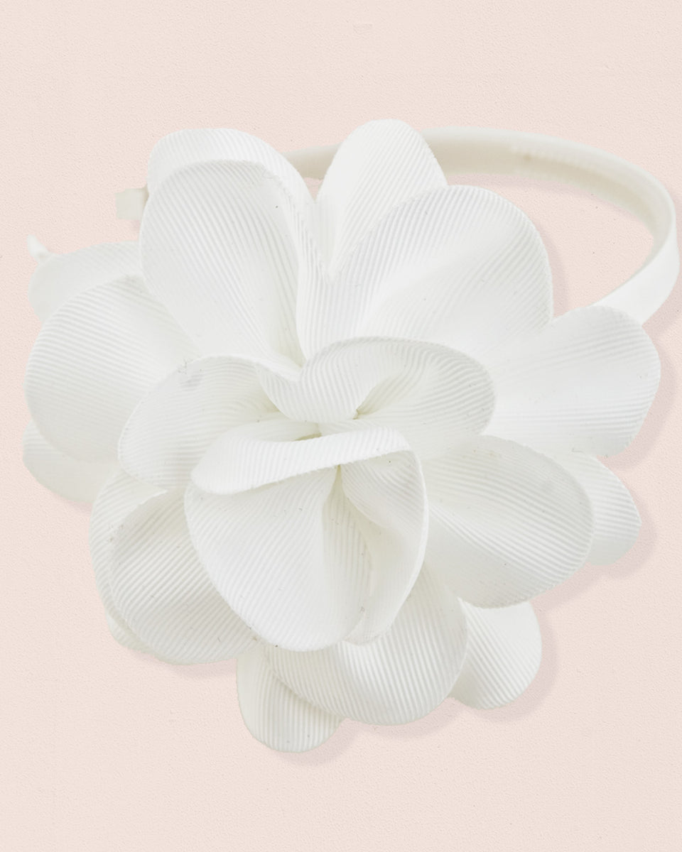 Flower White Gros Grain Headband