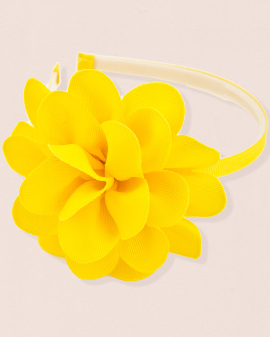 Flower Yellow Gros Grain Headband - Hairbow
