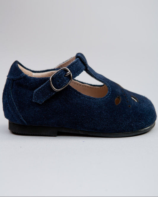 Josephine Navy Suede T-Bar Shoe - Shoe