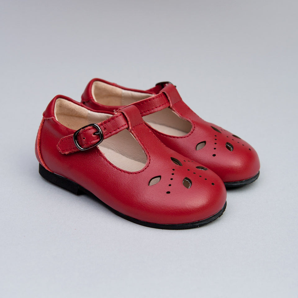Josephine Red Leather T-Bar Shoe